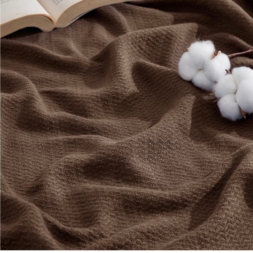 Brown Textured Throw Blanket